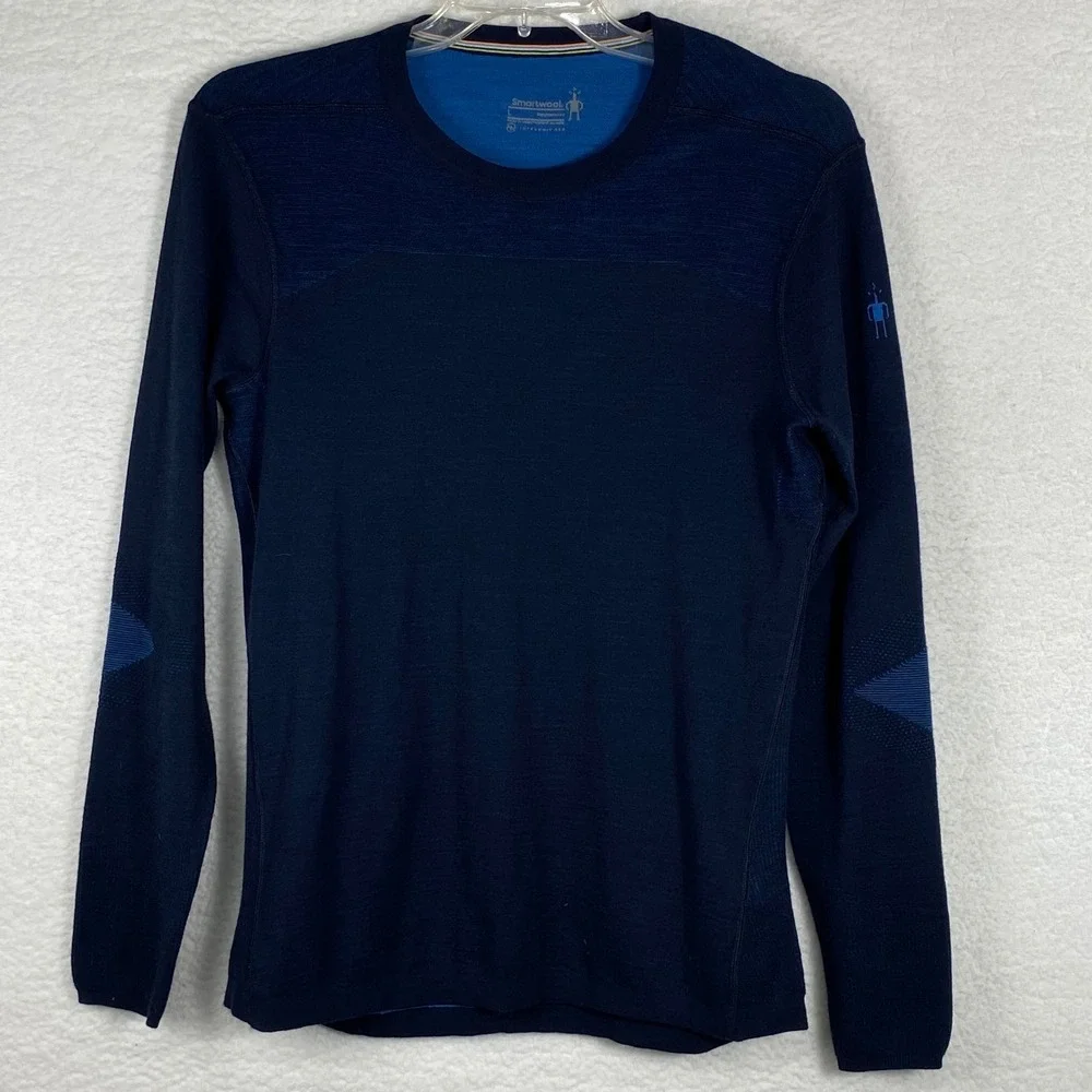 Smartwool Intraknit Merino 200 Crew Mens Large Navy Blue Base Layer Top